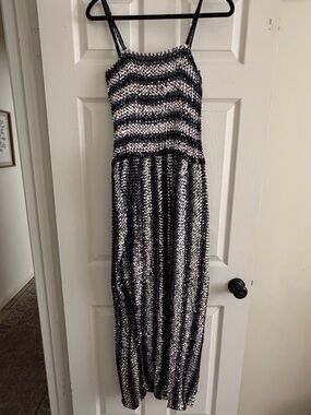 Black and White Striped Knit Maxi Dress
